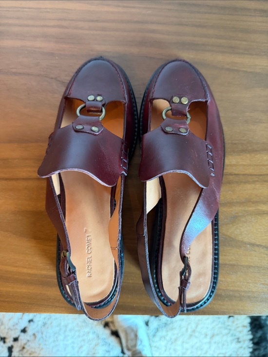 Rachel Comey Shoes - Rachel Comey Burgundy Leather Slingback Loafers with Metal Bit
